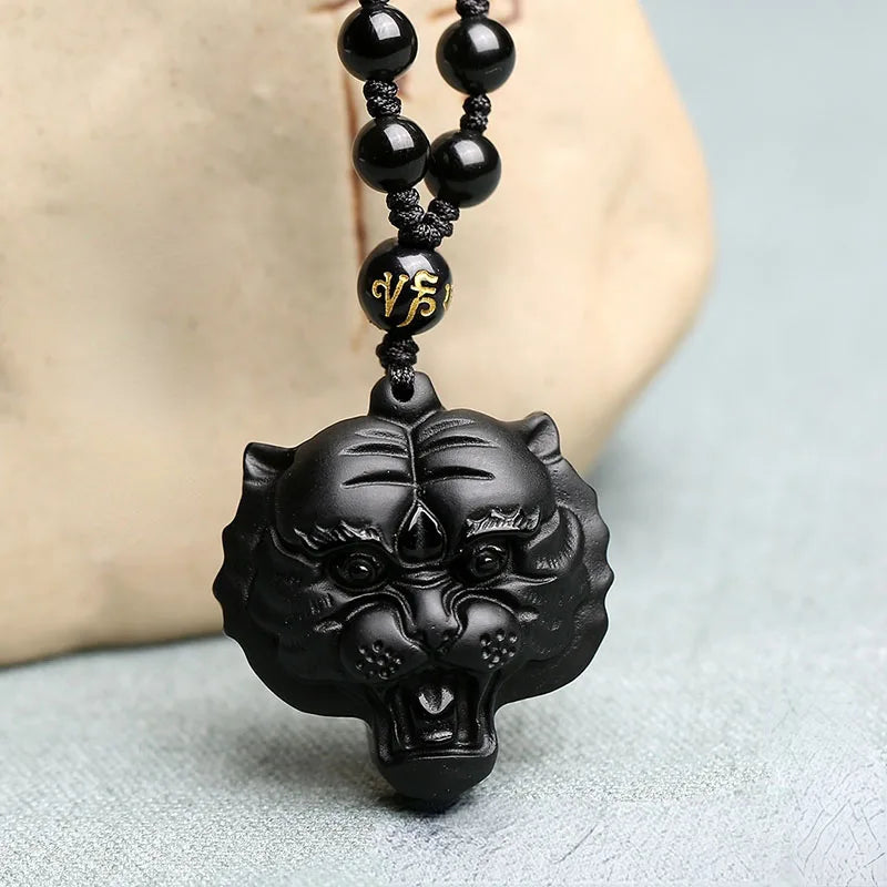 Natural Stone Black Obsidian Carved Buddha Shakyamuni Amulet Lucky Pendant Jewelry Chinese Handmade Gift