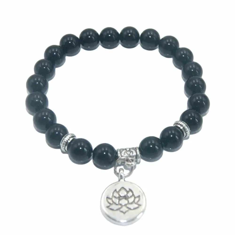 Natural Stone Lotus Buddha Beads Amethysts Agates Lapis lazuli Tiger Eye Turquoises Bracelet For Women Men Yoga bracelet Femme