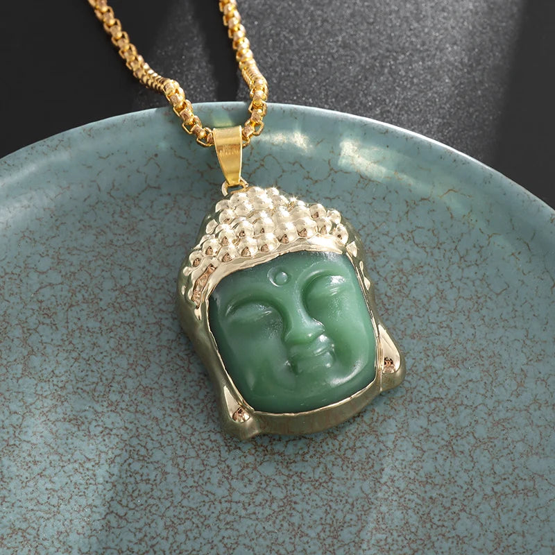 Retro Ethnic Fashion Black Dragon Obsidian Pendant Necklace Jewelry Men's Jade Maitreya Buddha Gift Amulet Jewelry