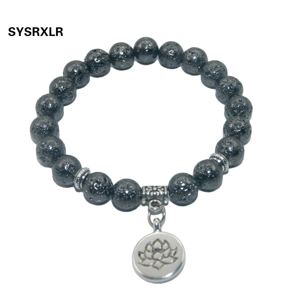 Natural Stone Lotus Buddha Beads Amethysts Agates Lapis lazuli Tiger Eye Turquoises Bracelet For Women Men Yoga bracelet Femme