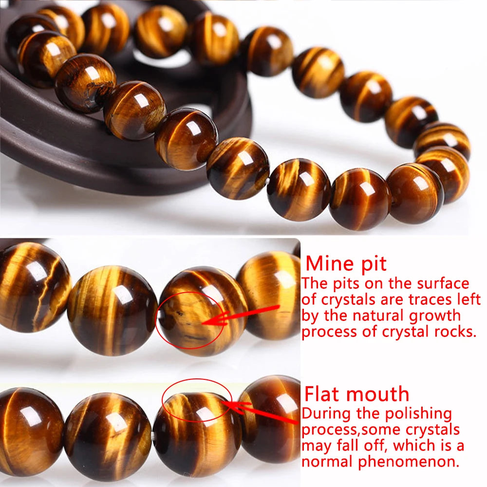 Fashion Tiger Eye Bracelet Men and Women Charm Natural Stone Jewelry Healing Buddha Elastic Rope Couple Crystal Bead Bracelet