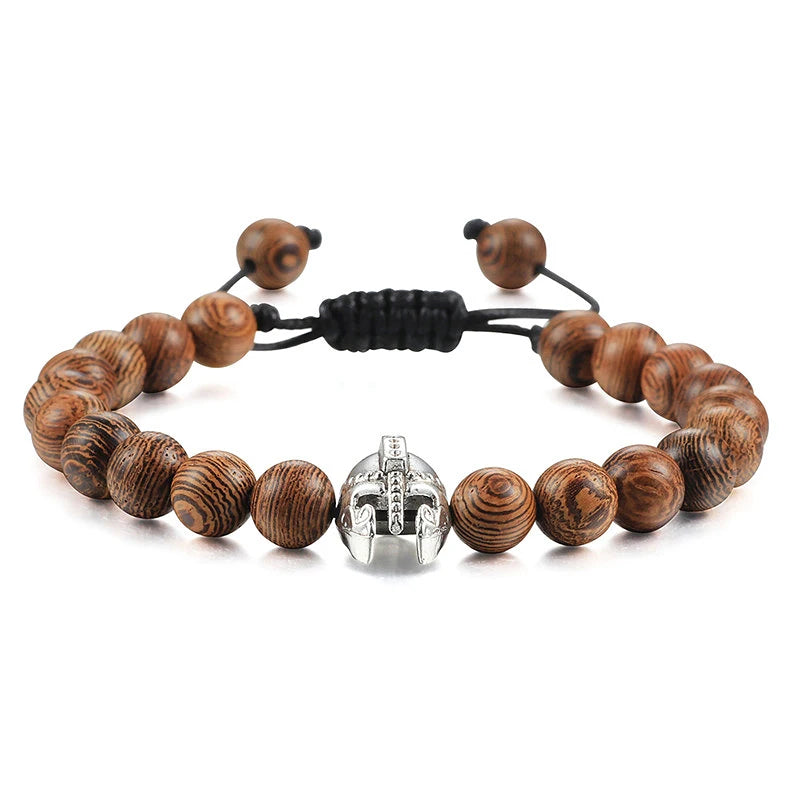 Hot Sale Men Natural Wood Beads Bracelets Healing Buddha Cross Owl Helmet 7 Chakras Beaded Bracelets&Bangles Women Yoga Jewelry