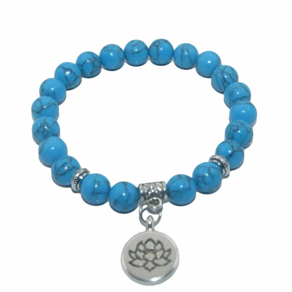 Natural Stone Lotus Buddha Beads Amethysts Agates Lapis lazuli Tiger Eye Turquoises Bracelet For Women Men Yoga bracelet Femme