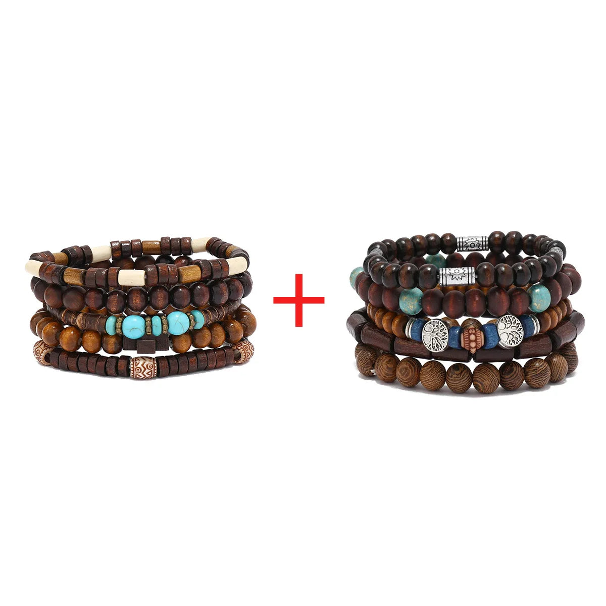 Wholesale Best-selling Multi-layer Buddha Bead Beaded Bracelets Men's Retro Style Multi-layer Elastic Thread Adjustable Wooden