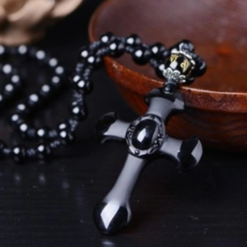 Retro Ethnic Fashion Black Dragon Obsidian Pendant Necklace Jewelry Men's Jade Maitreya Buddha Gift Amulet Jewelry