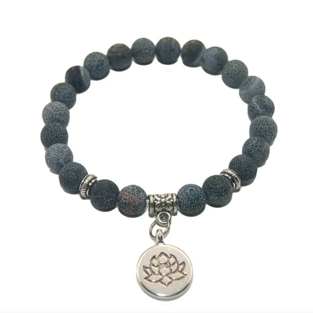 Natural Stone Lotus Buddha Beads Amethysts Agates Lapis lazuli Tiger Eye Turquoises Bracelet For Women Men Yoga bracelet Femme