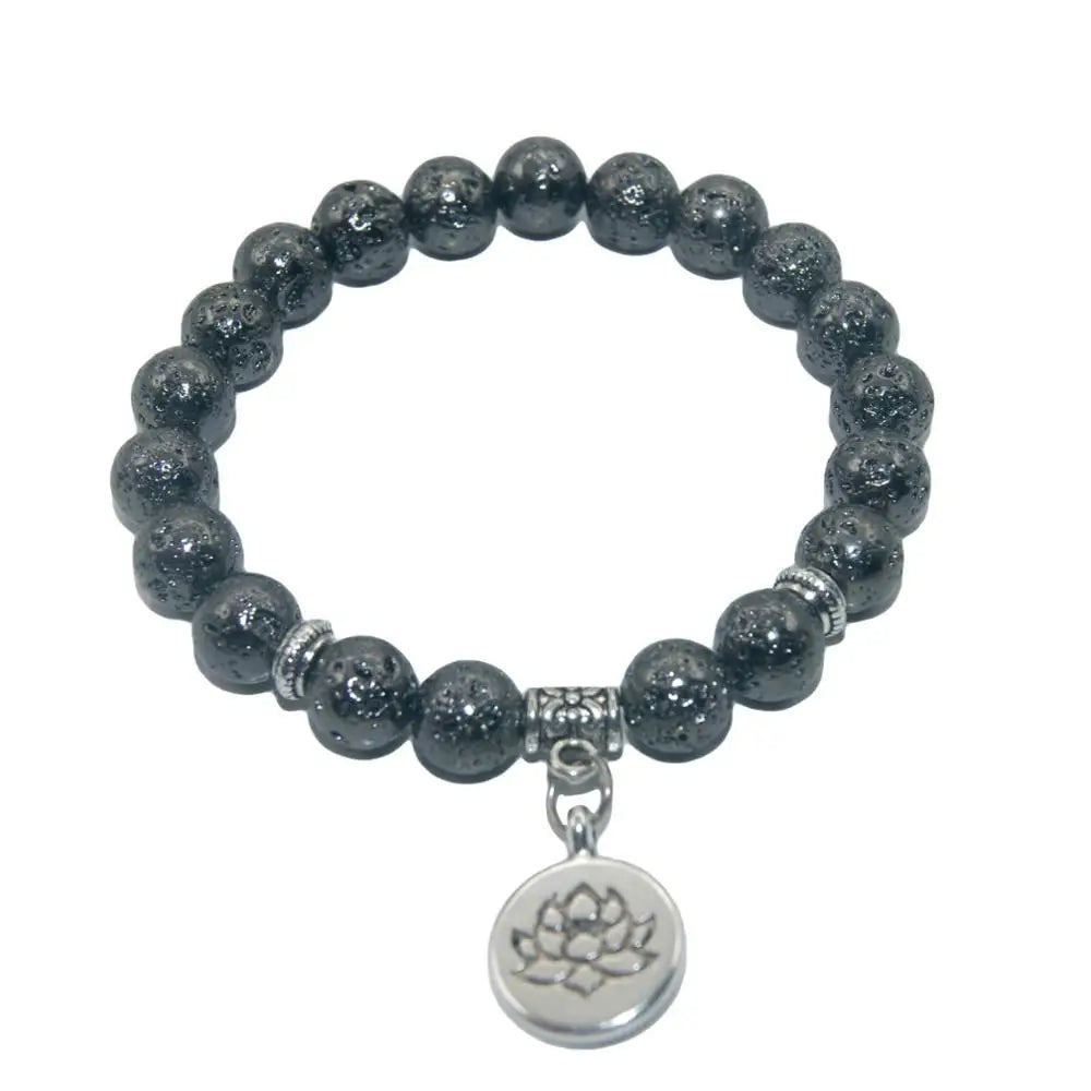 Natural Stone Lotus Buddha Beads Amethysts Agates Lapis lazuli Tiger Eye Turquoises Bracelet For Women Men Yoga bracelet Femme