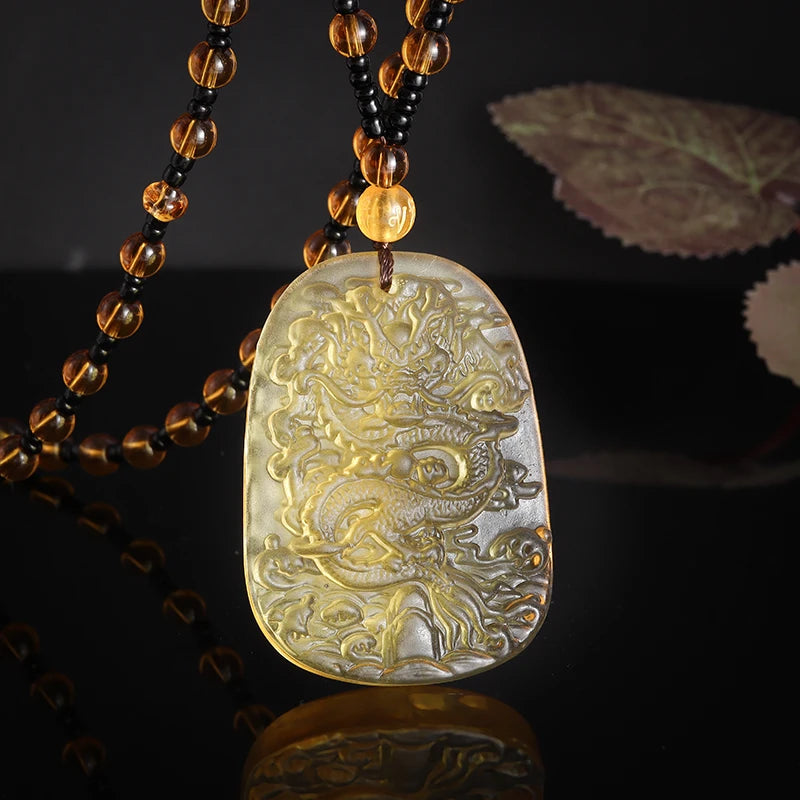 Retro Ethnic Fashion Black Dragon Obsidian Pendant Necklace Jewelry Men's Jade Maitreya Buddha Gift Amulet Jewelry