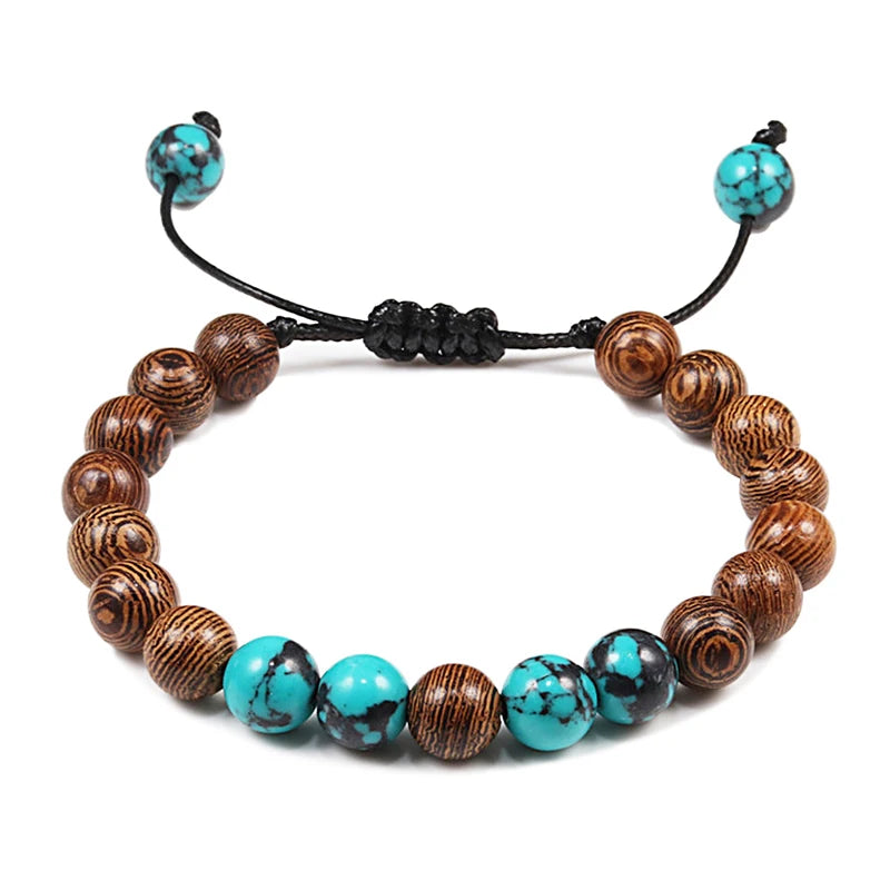 Hot Sale Men Natural Wood Beads Bracelets Healing Buddha Cross Owl Helmet 7 Chakras Beaded Bracelets&Bangles Women Yoga Jewelry