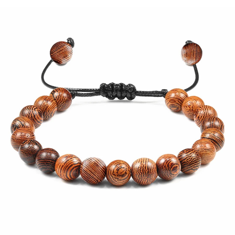 Hot Sale Men Natural Wood Beads Bracelets Healing Buddha Cross Owl Helmet 7 Chakras Beaded Bracelets&Bangles Women Yoga Jewelry