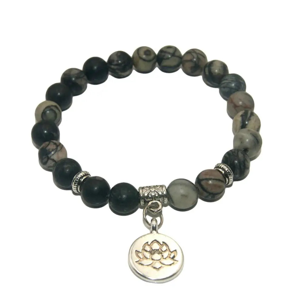 Natural Stone Lotus Buddha Beads Amethysts Agates Lapis lazuli Tiger Eye Turquoises Bracelet For Women Men Yoga bracelet Femme
