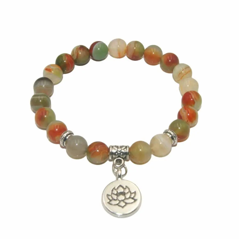 Natural Stone Lotus Buddha Beads Amethysts Agates Lapis lazuli Tiger Eye Turquoises Bracelet For Women Men Yoga bracelet Femme
