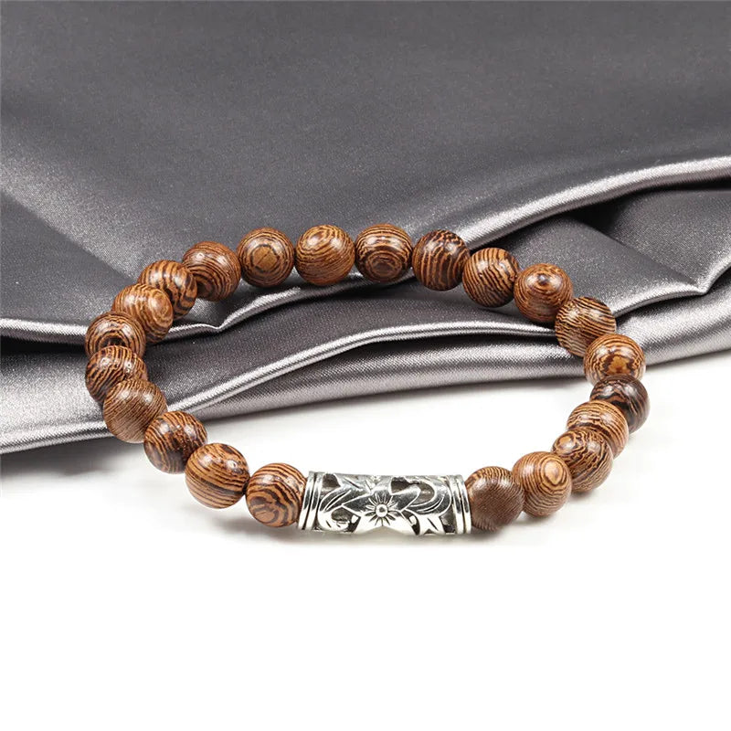 Hot Sale Men Natural Wood Beads Bracelets Healing Buddha Cross Owl Helmet 7 Chakras Beaded Bracelets&Bangles Women Yoga Jewelry