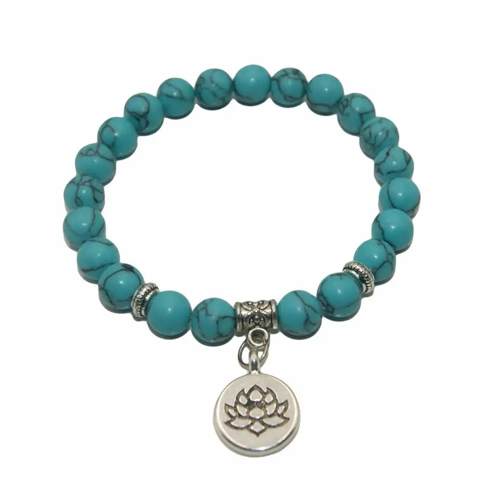 Natural Stone Lotus Buddha Beads Amethysts Agates Lapis lazuli Tiger Eye Turquoises Bracelet For Women Men Yoga bracelet Femme