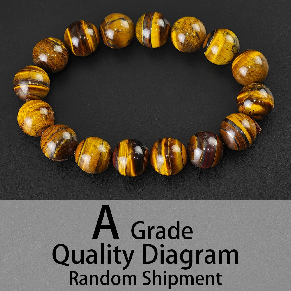 Fashion Tiger Eye Bracelet Men and Women Charm Natural Stone Jewelry Healing Buddha Elastic Rope Couple Crystal Bead Bracelet
