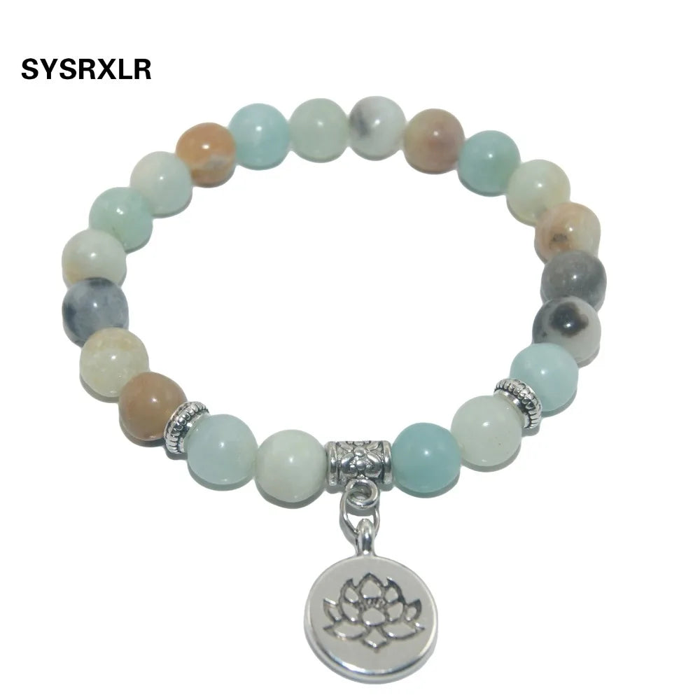 Natural Stone Lotus Buddha Beads Amethysts Agates Lapis lazuli Tiger Eye Turquoises Bracelet For Women Men Yoga bracelet Femme
