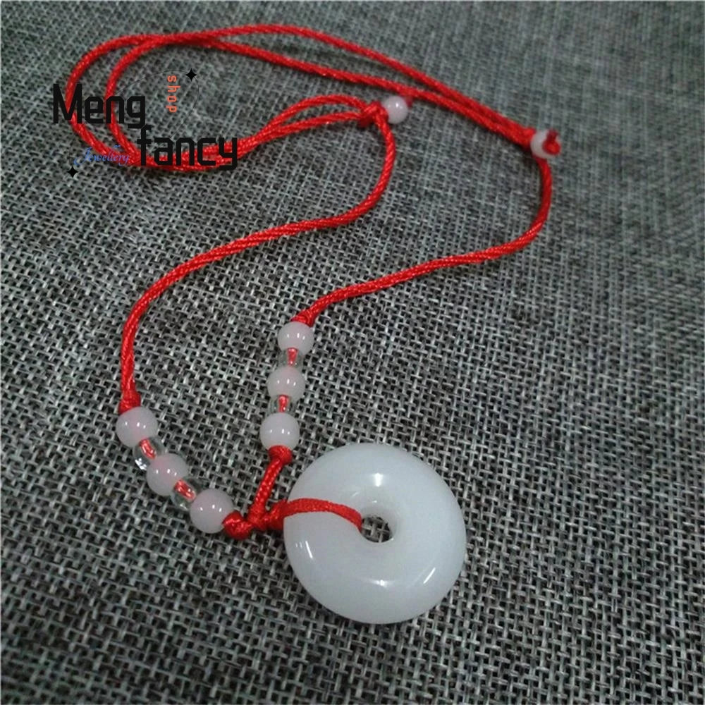 Natural Hetian White Jade Guanyin Maitreya Buddha Long Life Lock Lotus Pendant Best Selling Buddhist Amulet Fashion Fine Jewelry