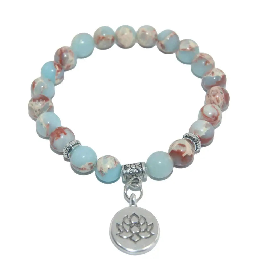Natural Stone Lotus Buddha Beads Amethysts Agates Lapis lazuli Tiger Eye Turquoises Bracelet For Women Men Yoga bracelet Femme