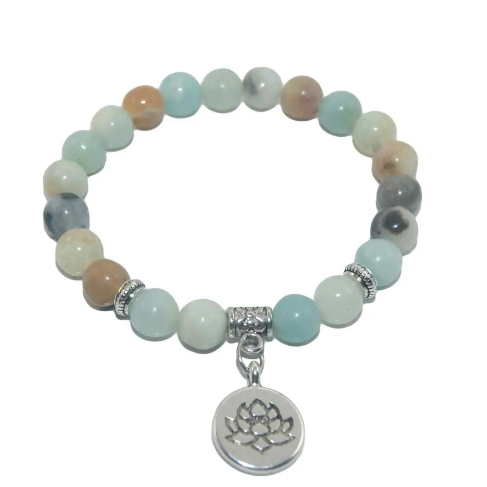 Natural Stone Lotus Buddha Beads Amethysts Agates Lapis lazuli Tiger Eye Turquoises Bracelet For Women Men Yoga bracelet Femme