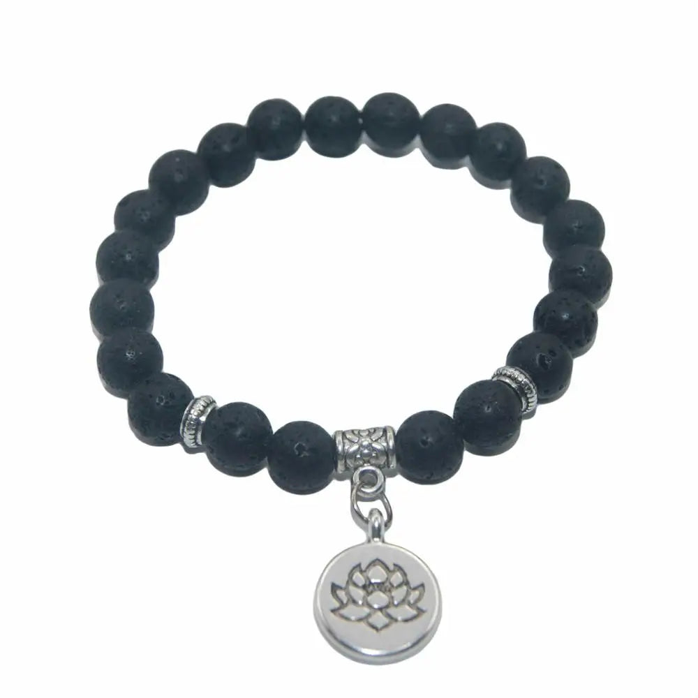 Natural Stone Lotus Buddha Beads Amethysts Agates Lapis lazuli Tiger Eye Turquoises Bracelet For Women Men Yoga bracelet Femme