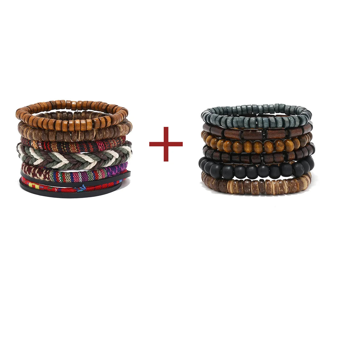 Wholesale Best-selling Multi-layer Buddha Bead Beaded Bracelets Men's Retro Style Multi-layer Elastic Thread Adjustable Wooden