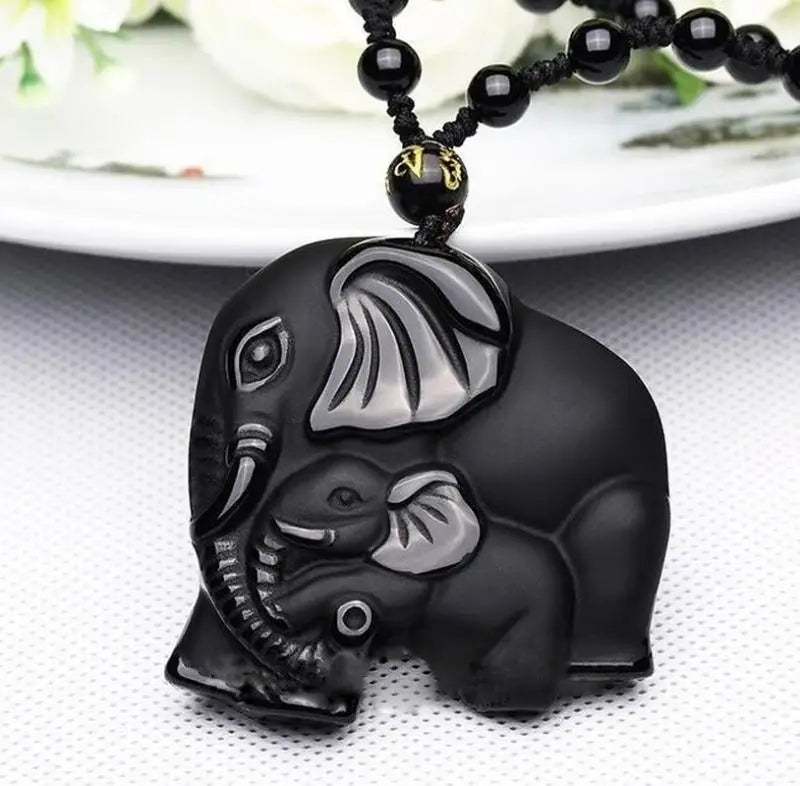 Retro Ethnic Fashion Black Dragon Obsidian Pendant Necklace Jewelry Men's Jade Maitreya Buddha Gift Amulet Jewelry