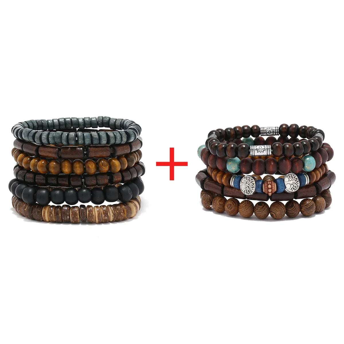 Wholesale Best-selling Multi-layer Buddha Bead Beaded Bracelets Men's Retro Style Multi-layer Elastic Thread Adjustable Wooden