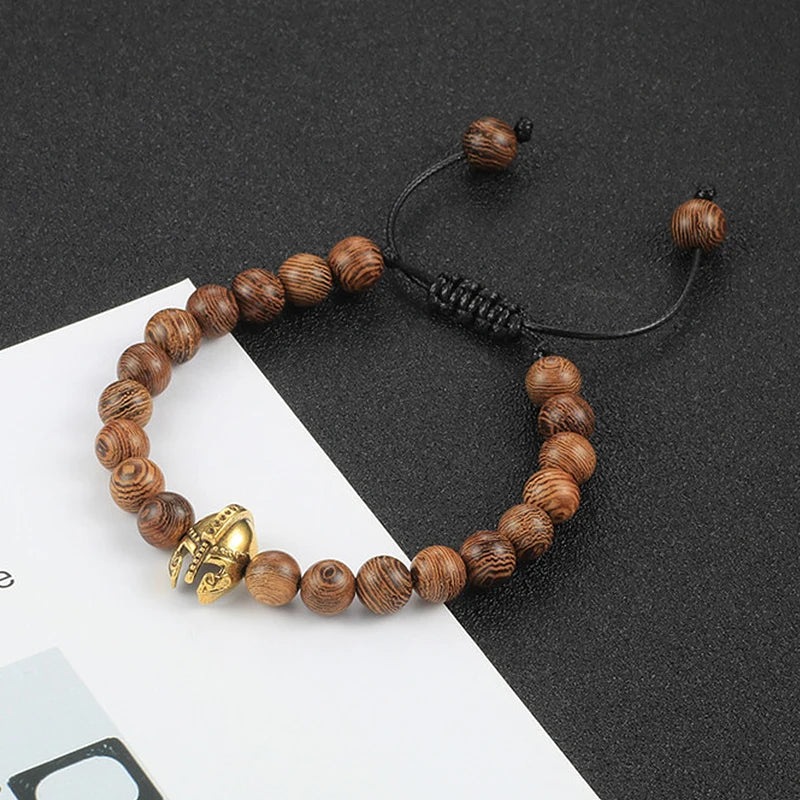 Hot Sale Men Natural Wood Beads Bracelets Healing Buddha Cross Owl Helmet 7 Chakras Beaded Bracelets&Bangles Women Yoga Jewelry