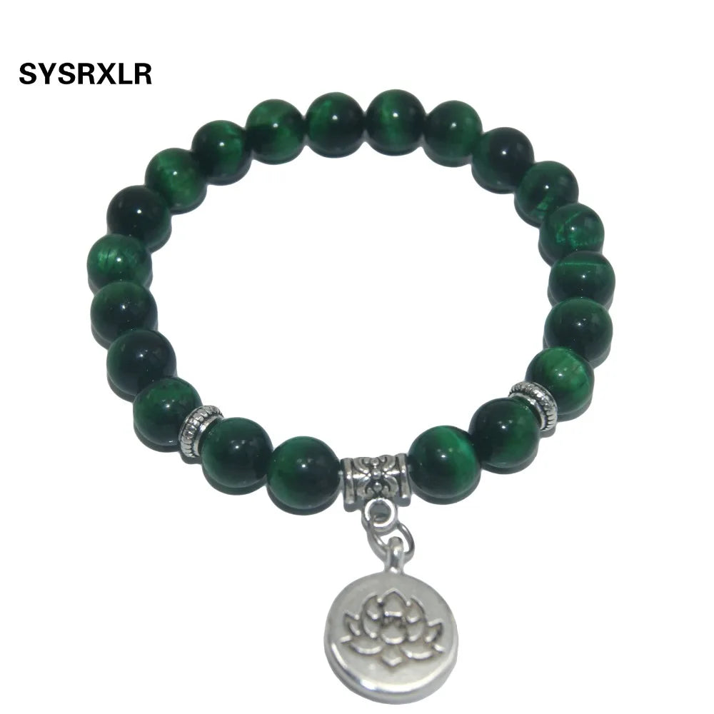 Natural Stone Lotus Buddha Beads Amethysts Agates Lapis lazuli Tiger Eye Turquoises Bracelet For Women Men Yoga bracelet Femme