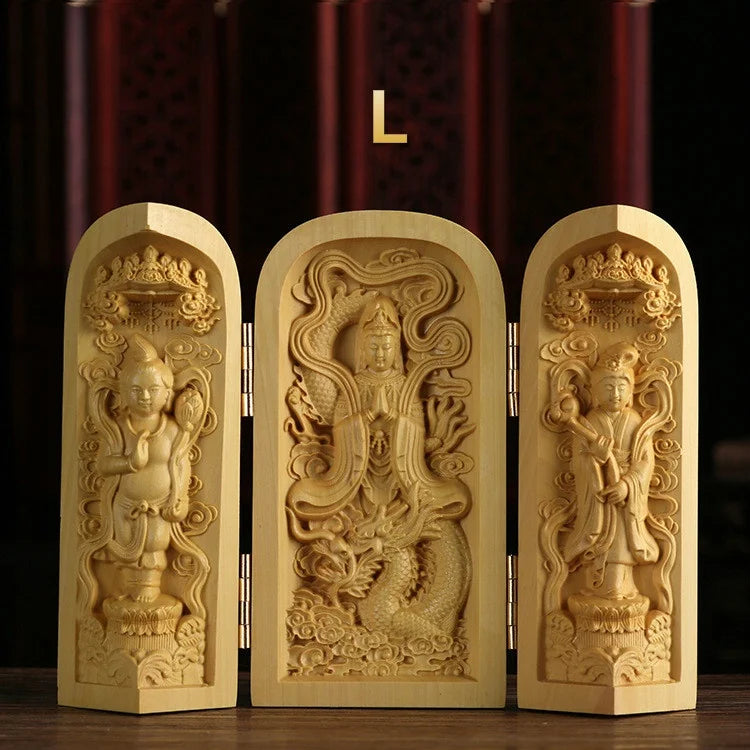 Three Saints Wooden Sculpture - Western Craftsmanship and Detail