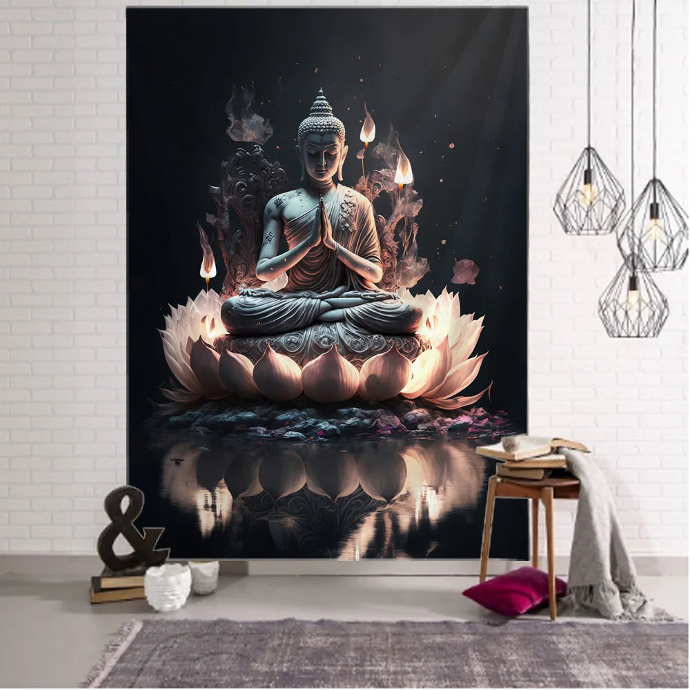 Buddha art tapestry Bohemian mandala home decoration wall hanging cloth outdoor sleeping blanket bed sheets room wall decoration