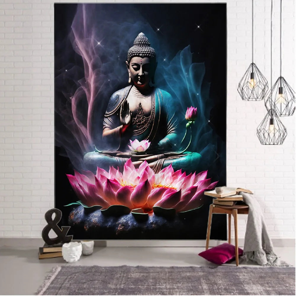 Buddha art tapestry Bohemian mandala home decoration wall hanging cloth outdoor sleeping blanket bed sheets room wall decoration