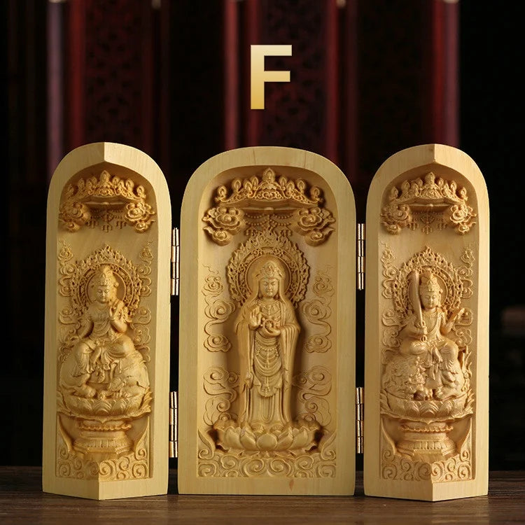 Three Saints Wooden Sculpture - Western Craftsmanship and Detail