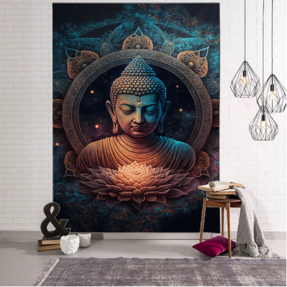 Buddha art tapestry Bohemian mandala home decoration wall hanging cloth outdoor sleeping blanket bed sheets room wall decoration