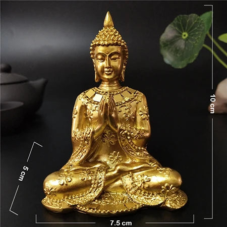 Golden Thailand Buddha Statue Home Garden Decoration Meditation Buddha Sculpture Hindu Fengshui Figurines Ornaments Crafts