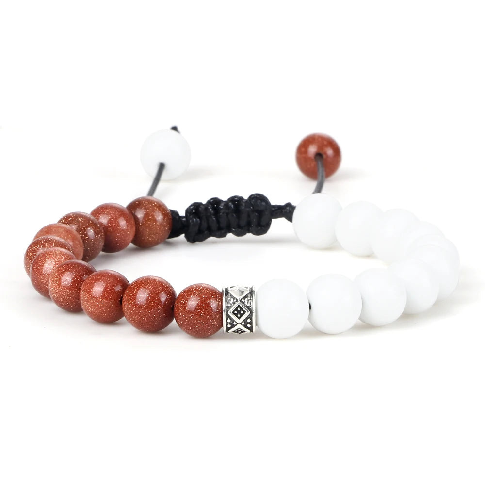 8mm Men Women Fire Agates Onyx Beads Bracelet Bangles Healing Natural Stone Chakra Prayer Charm Buddha Adjustable Jewelry Gifts