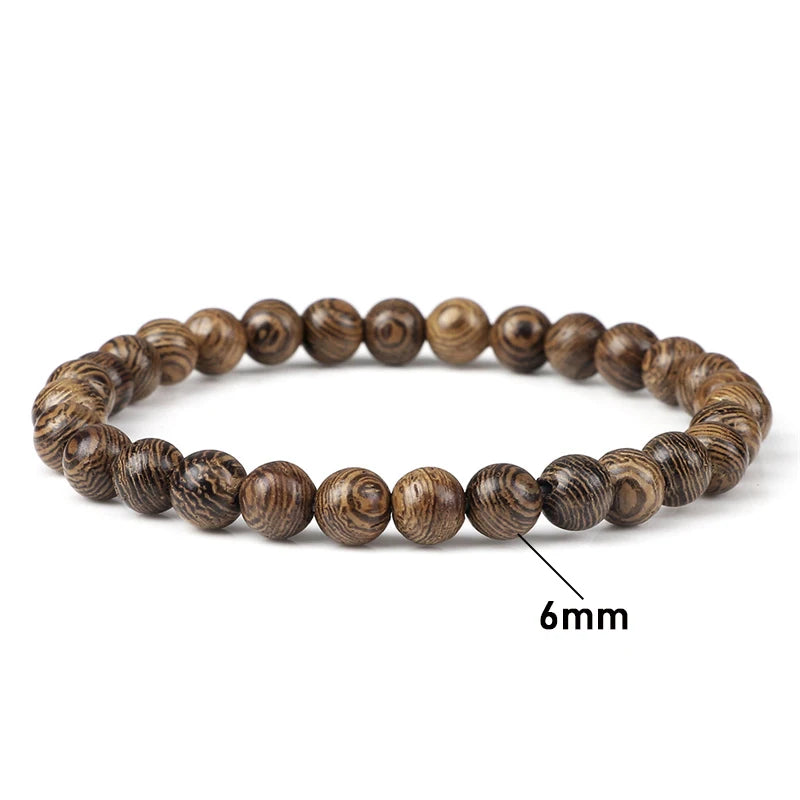 6/8/10/12mm Men Vintage Bracelet Original Wooden Beads Meditation Prayer Buddha Stretch Bracelets&Bangle Women Yoga Jewelry Gift