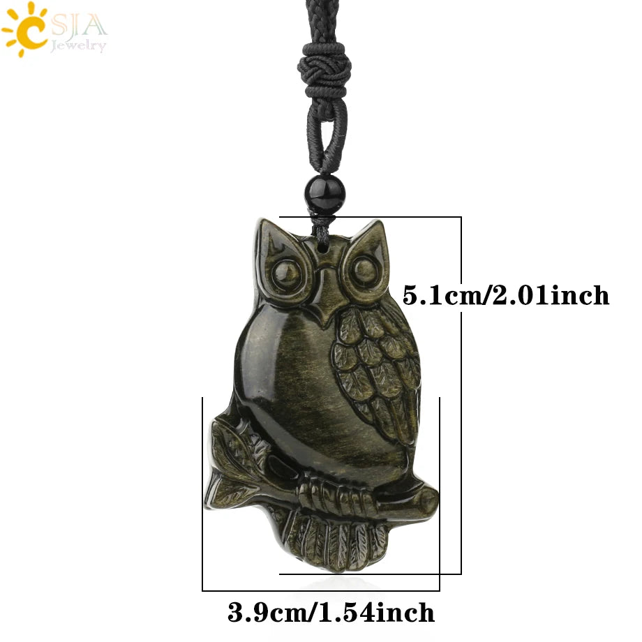 Obsidian Natural Stone Necklace - Wolf Buddha Sculpture for Strength