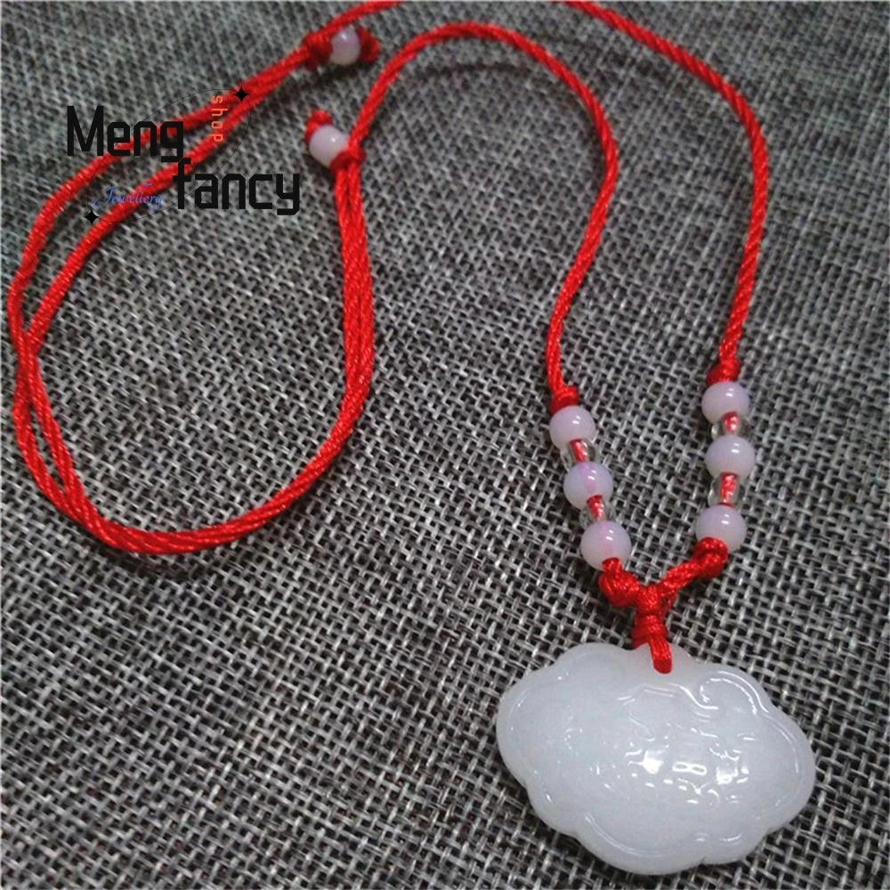 Natural Hetian White Jade Guanyin Maitreya Buddha Long Life Lock Lotus Pendant Best Selling Buddhist Amulet Fashion Fine Jewelry