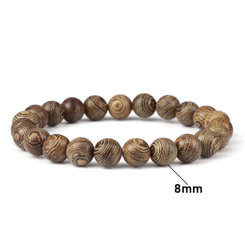 6/8/10/12mm Men Vintage Bracelet Original Wooden Beads Meditation Prayer Buddha Stretch Bracelets&Bangle Women Yoga Jewelry Gift