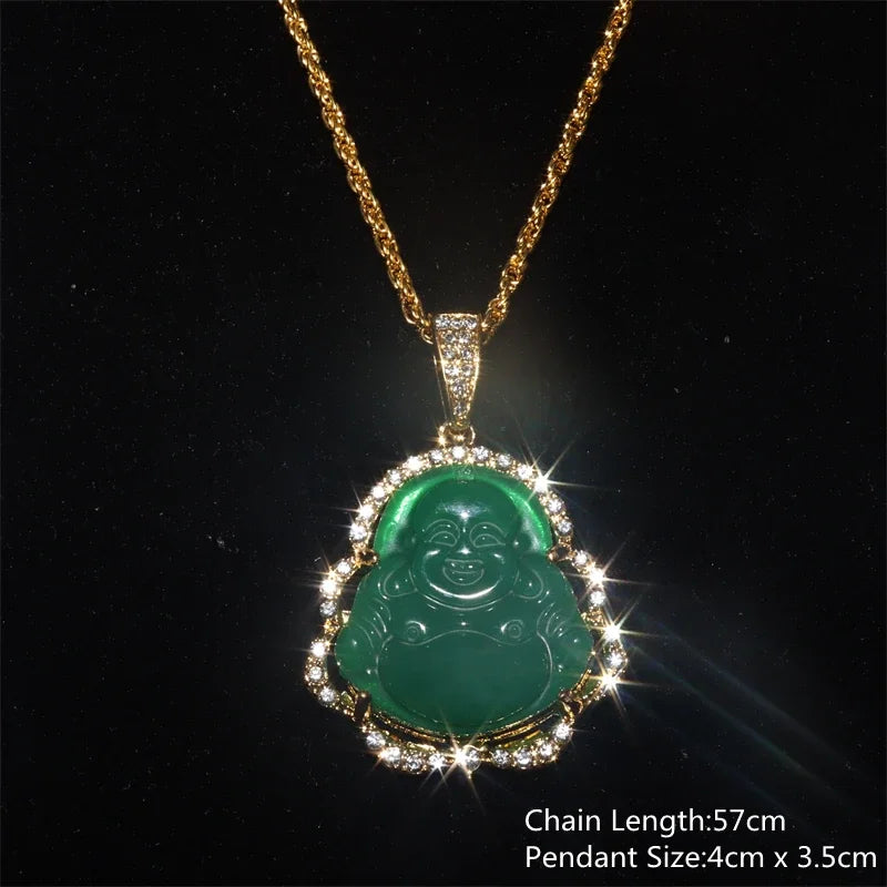 Hand-Carved Obsidian Money Buddha Necklace - Attract Prosperity and Fortune