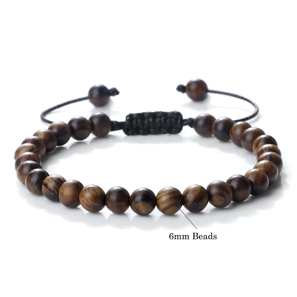 Buddha 6/8/10mm Wooden Beads Vintage Handmade Bracelets Prayer Black Rosewood Bracelet Men Women Yoga Meditation Pulsera Jewelry