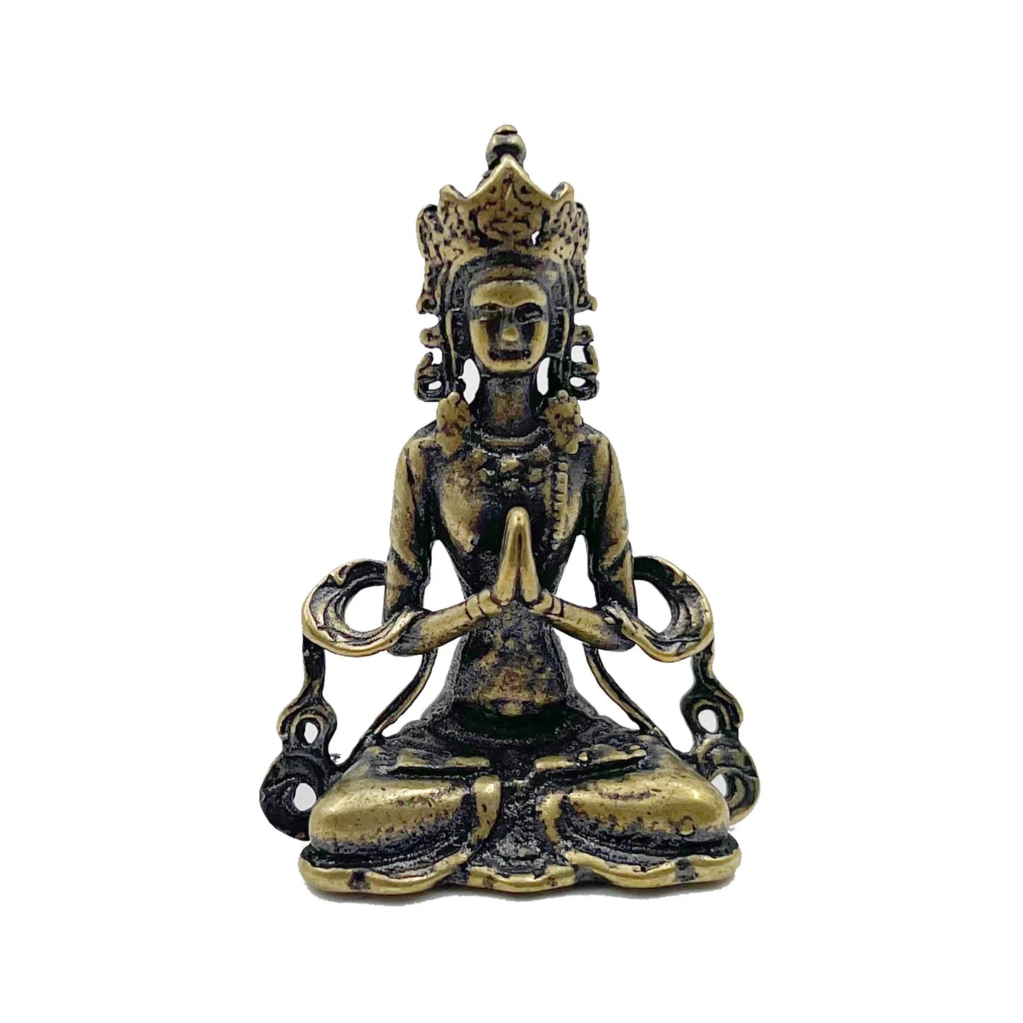 1pc Retro Brass Meditate Zen Buddhism Household Buddha ornament Living Room Handmade Decoration Copper Statue Tea House Ornament