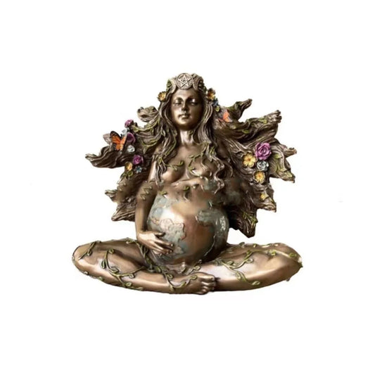 2023 NEW Mother Earth Statue Gaia Fairy with Butterfly Decorative Buddha Figurine Goddess Healing Chakra Meditation