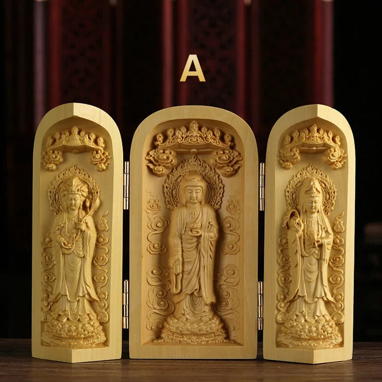 Three Saints Wooden Sculpture - Western Craftsmanship and Detail