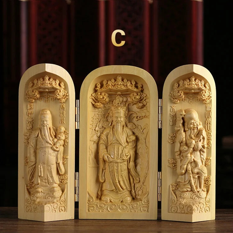 Three Saints Wooden Sculpture - Western Craftsmanship and Detail