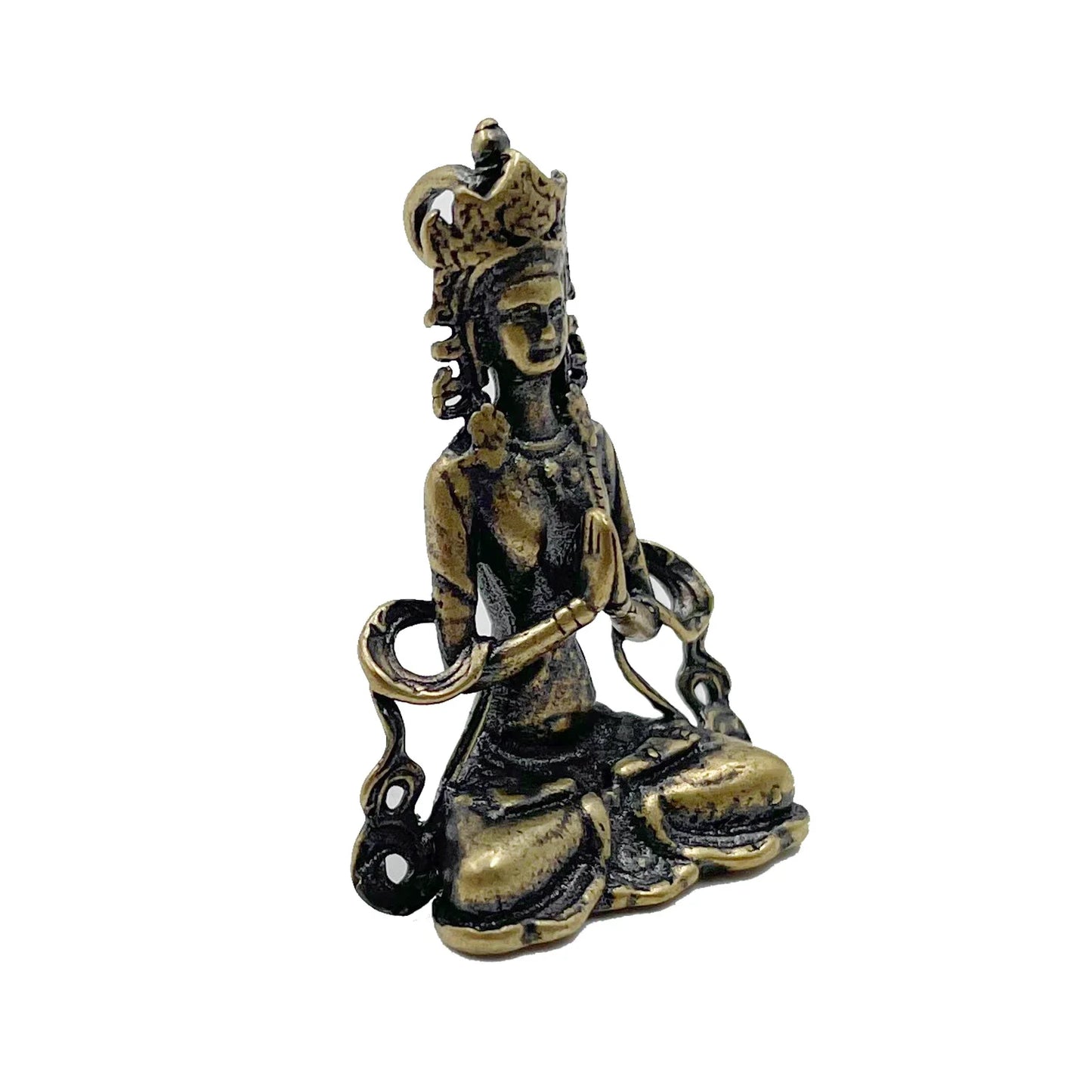 1pc Retro Brass Meditate Zen Buddhism Household Buddha ornament Living Room Handmade Decoration Copper Statue Tea House Ornament