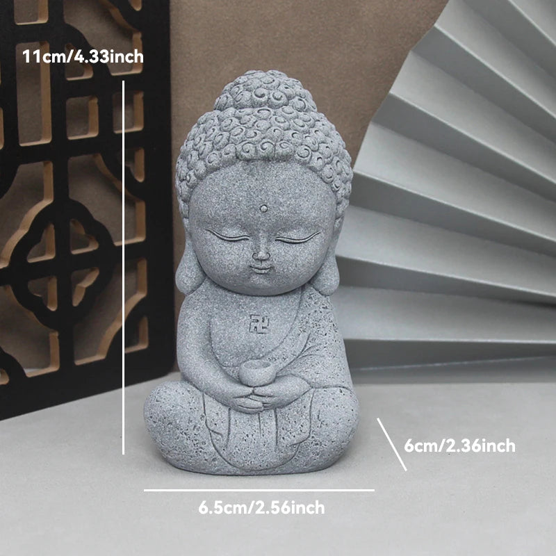 Little Buddhist Monks Tibetan Buddhism Figurines Buddha Stone Statue Garden Car Ornament Meditation Home Aquarium Decoration