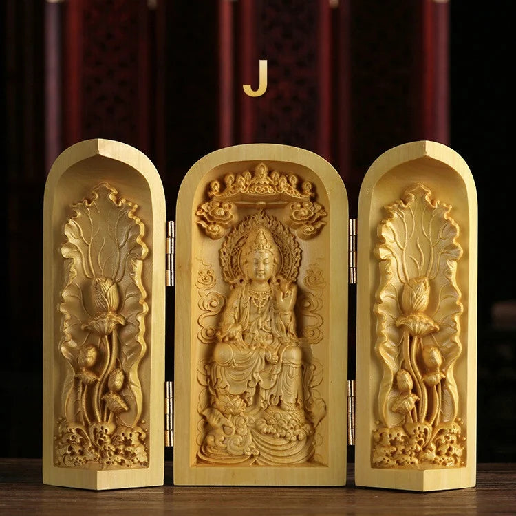 Three Saints Wooden Sculpture - Western Craftsmanship and Detail