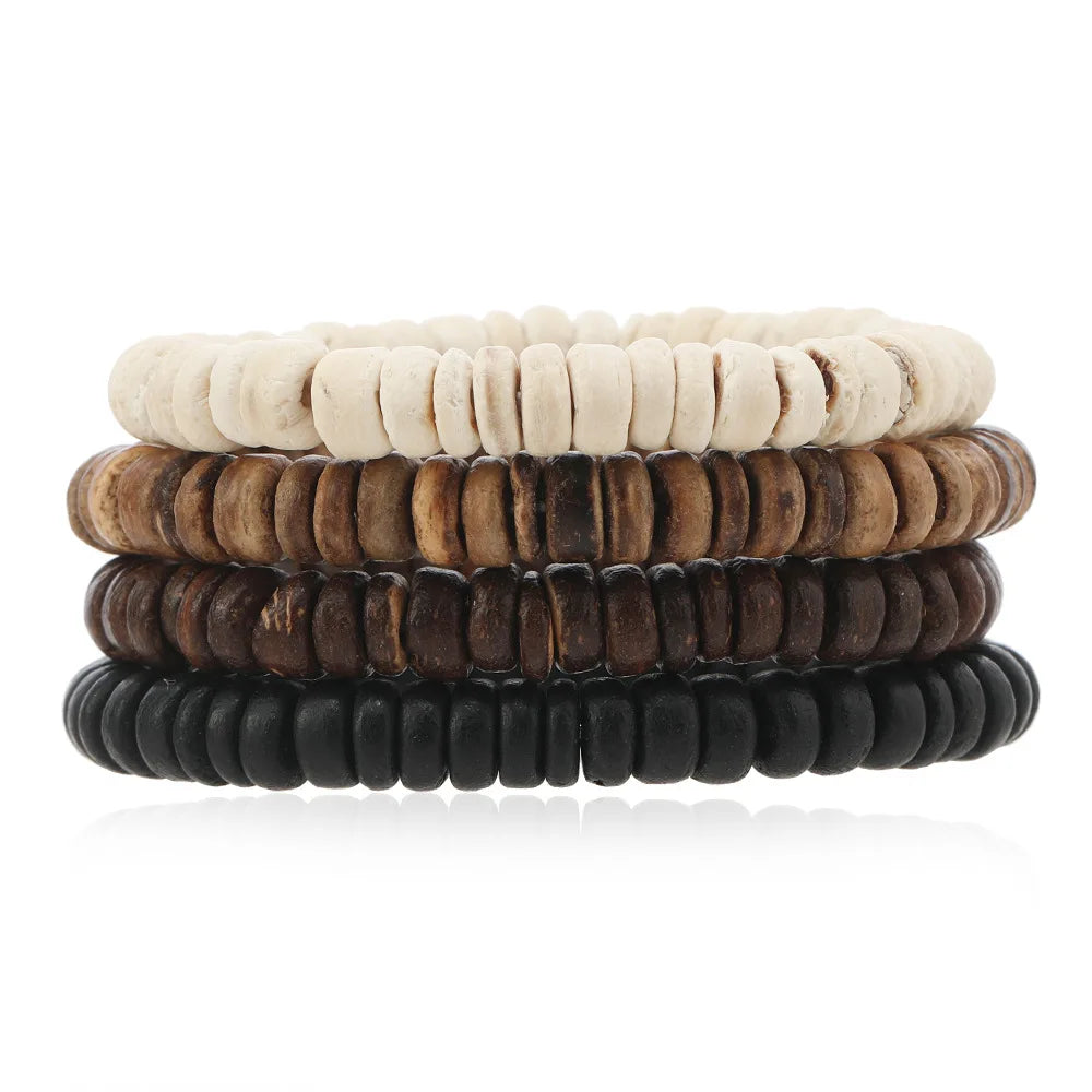 Wholesale Best-selling Multi-layer Buddha Bead Beaded Bracelets Men's Retro Style Multi-layer Elastic Thread Adjustable Wooden